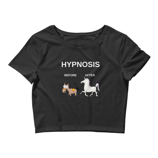 "Hypnosis Before and After" Funny Women’s Crop Tee
